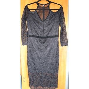 Size 12 Black lace w/ velvet trim dress